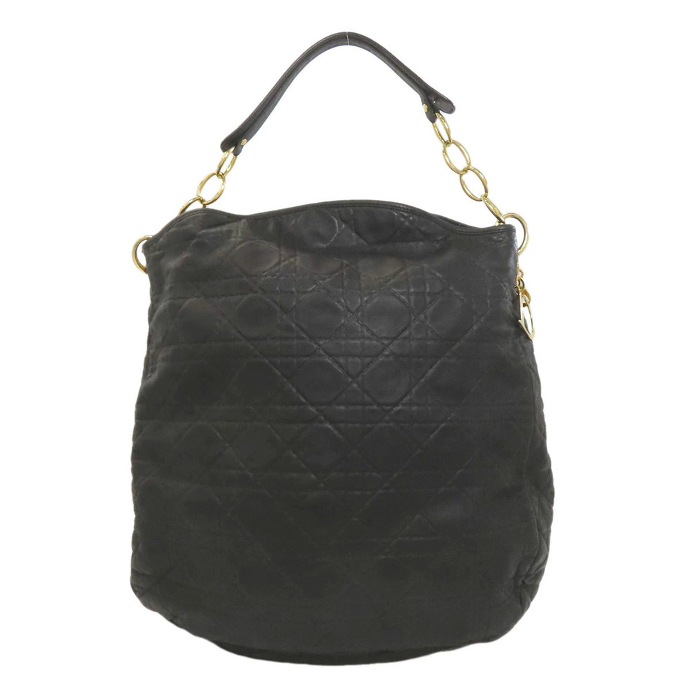 Dior Cannage Christian Bag Hobo Calfskin Black
